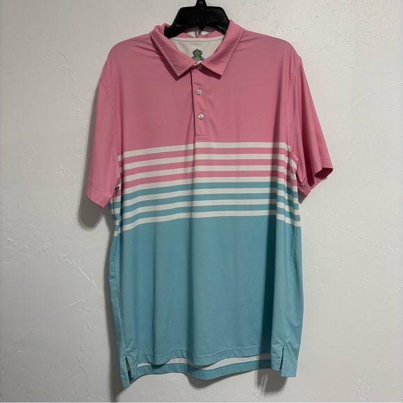 Chubbies Men's XL Short Sleeve Pink Blue Striped Golf Polo Tennis Preppy Beach - Picture 1 of 9